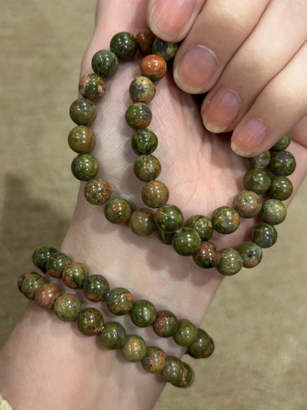 Unakite Earth-Tone Beaded Stretch Bracelet - Natural, priced per bracelet